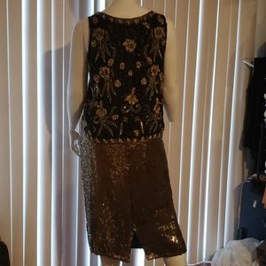 3 piece black and gold sequined/beads evening wear
